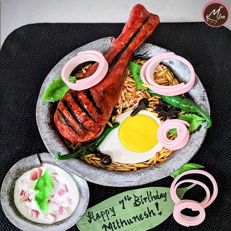 Chicken Biryani bowl shaped theme fondant cake with raita for a chicken  lover's birthday | Easy cake decorating, Crazy cakes, Cake decorating piping